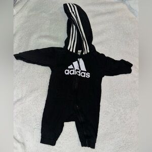 Adidas Black and White Baby Zip-Up One Piece